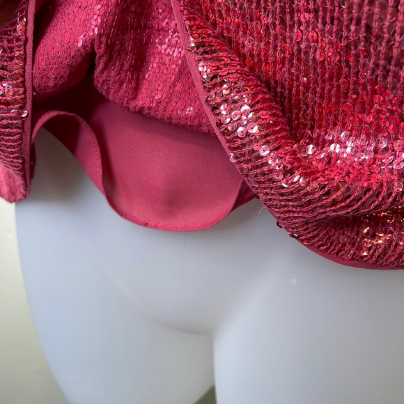 VTG Barbie Pink Sequin Retro Glam Crop V-Neck Tank Top - Picture 7 of 10